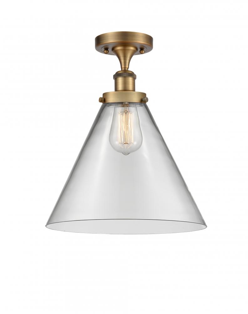 Cone - 1 Light - 12 inch - Brushed Brass - Semi-Flush Mount