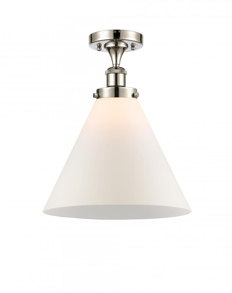 Cone - 1 Light - 12 inch - Polished Nickel - Semi-Flush Mount