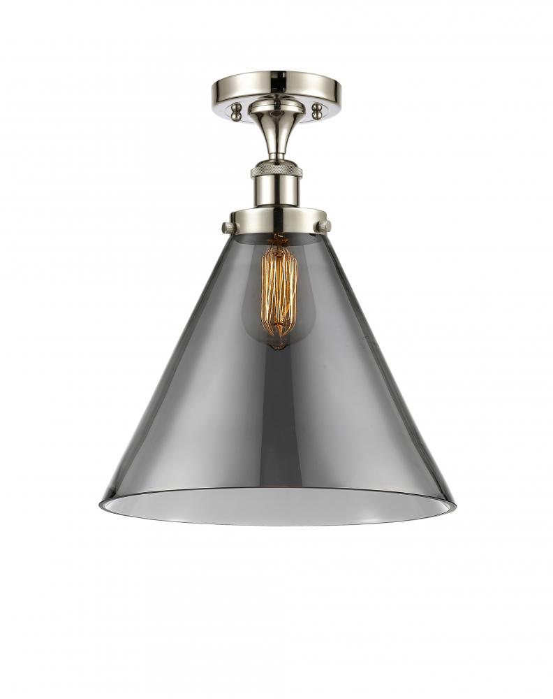 Cone - 1 Light - 12 inch - Polished Nickel - Semi-Flush Mount