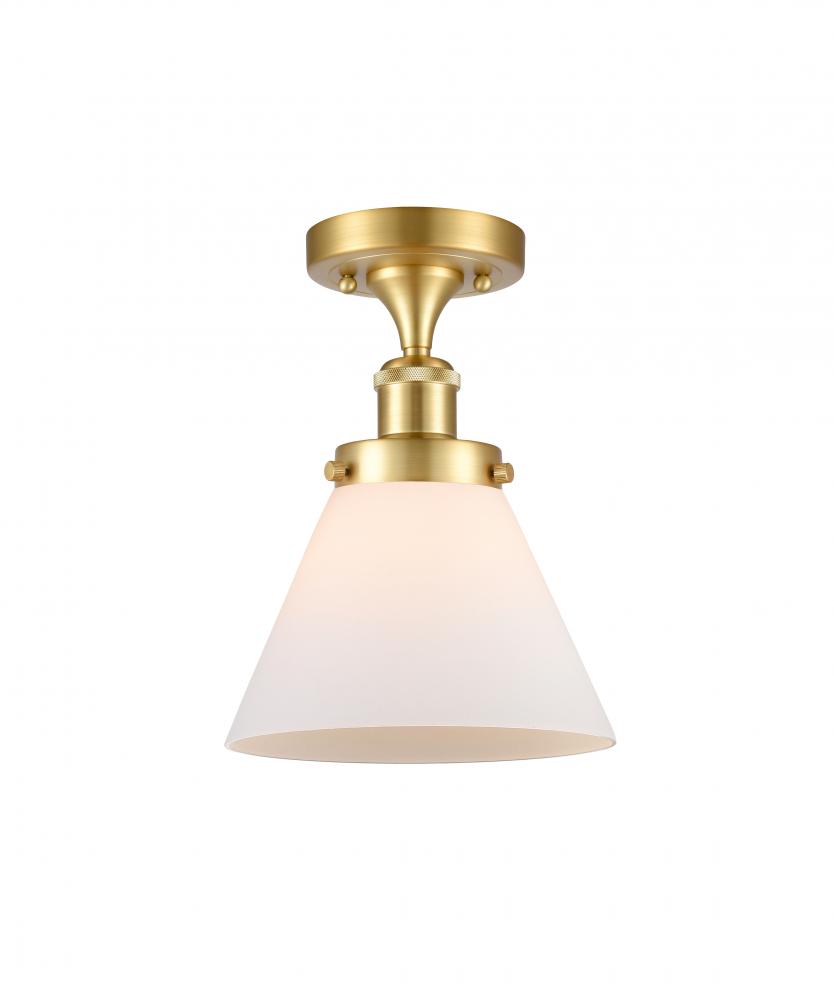 Cone - 1 Light - 8 inch - Satin Gold - Semi-Flush Mount