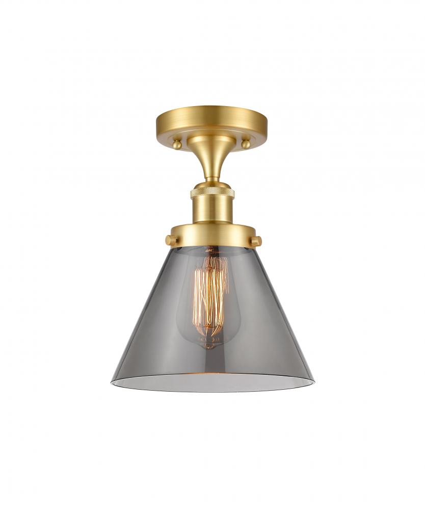 Cone - 1 Light - 8 inch - Satin Gold - Semi-Flush Mount