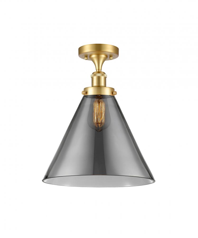 Cone - 1 Light - 12 inch - Satin Gold - Semi-Flush Mount