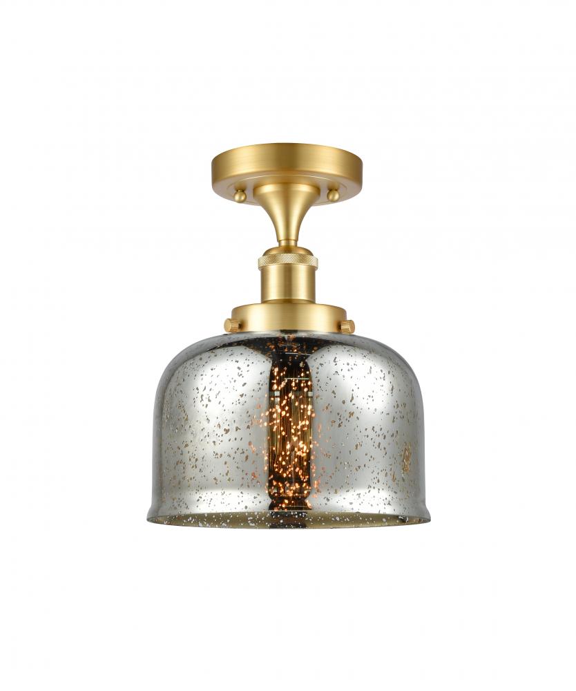 Bell - 1 Light - 8 inch - Satin Gold - Semi-Flush Mount