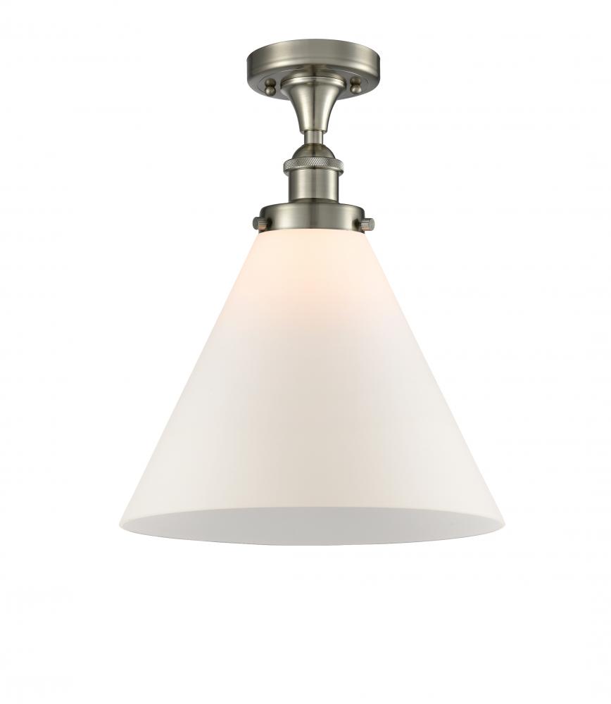 Cone - 1 Light - 12 inch - Brushed Satin Nickel - Semi-Flush Mount