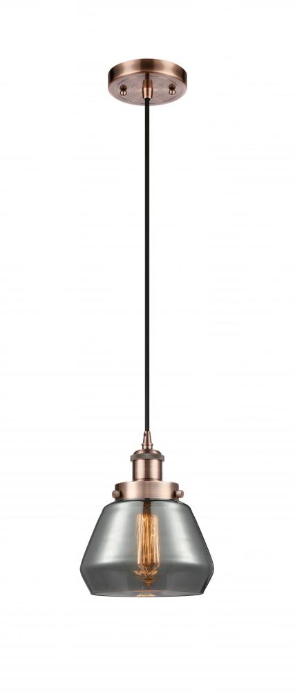 Fulton - 1 Light - 6 inch - Antique Copper - Cord hung - Mini Pendant
