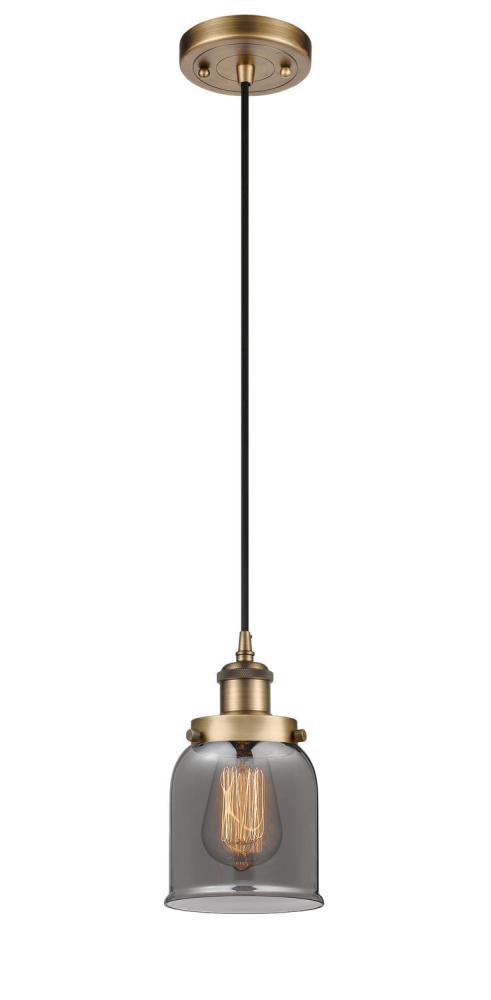 Bell - 1 Light - 5 inch - Brushed Brass - Cord hung - Mini Pendant