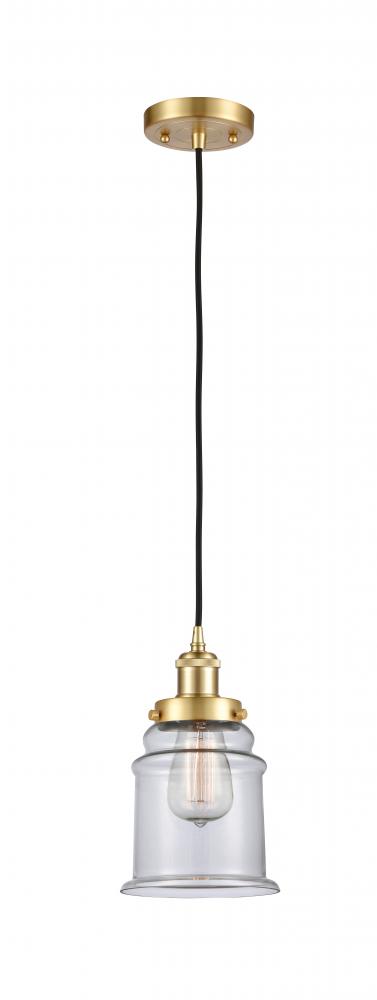Canton - 1 Light - 6 inch - Satin Gold - Cord hung - Mini Pendant
