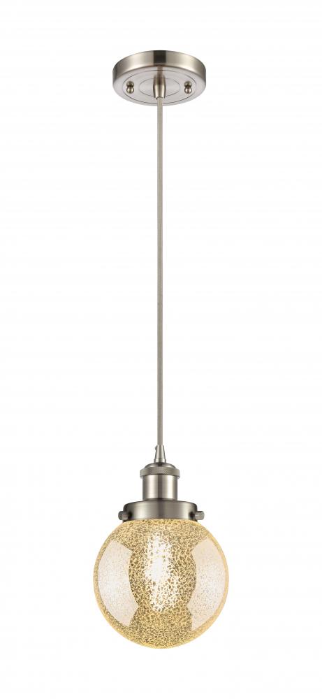 Beacon - 1 Light - 6 inch - Brushed Satin Nickel - Cord hung - Mini Pendant