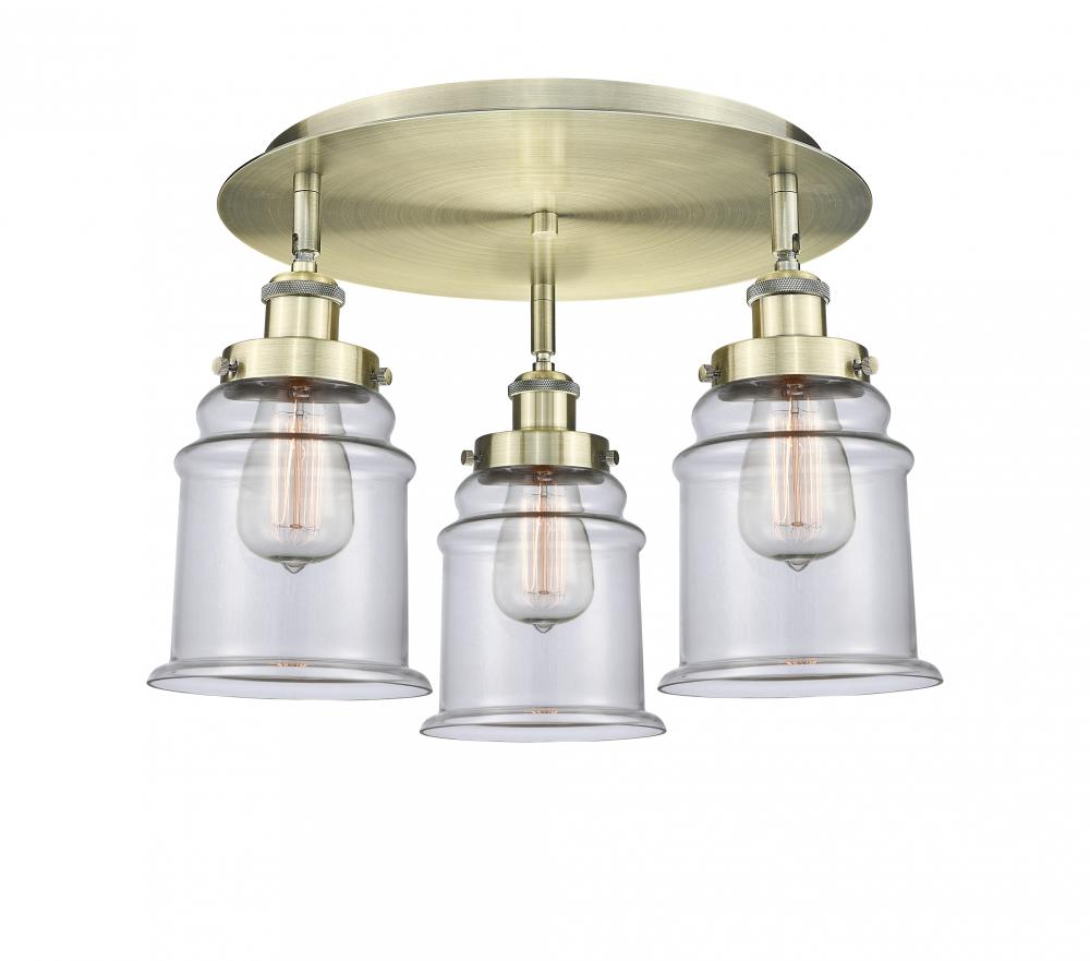 Canton - 3 Light - 18 inch - Antique Brass - Semi-Flush Mount