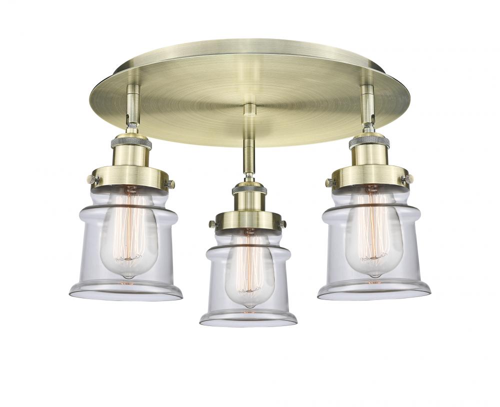 Canton - 3 Light - 17 inch - Antique Brass - Semi-Flush Mount