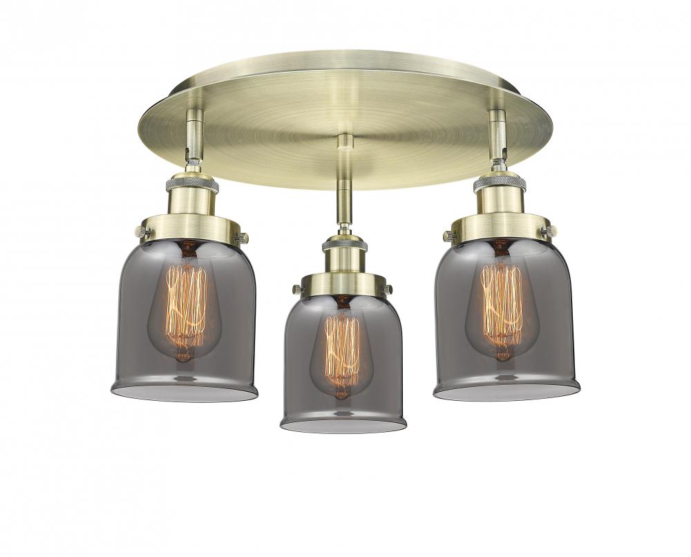 Cone - 3 Light - 17 inch - Antique Brass - Semi-Flush Mount