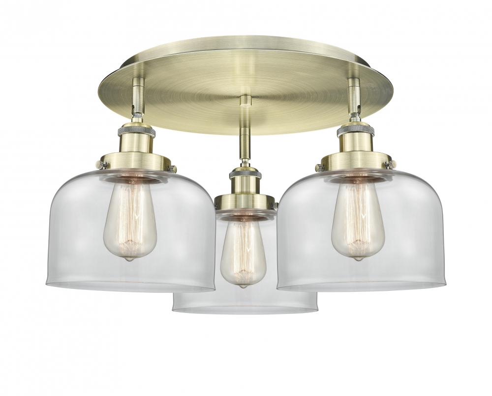 Cone - 3 Light - 20 inch - Antique Brass - Semi-Flush Mount