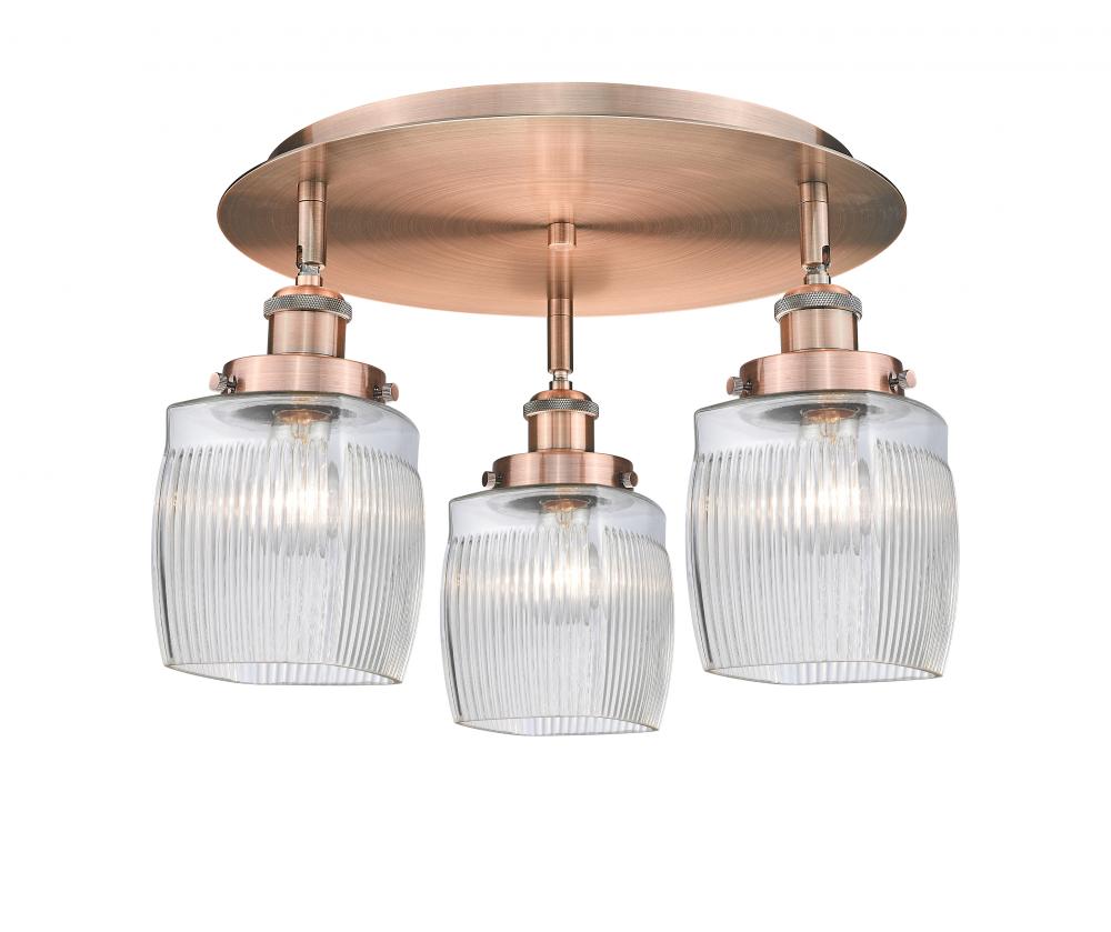 Colton - 3 Light - 17 inch - Antique Copper - Semi-Flush Mount