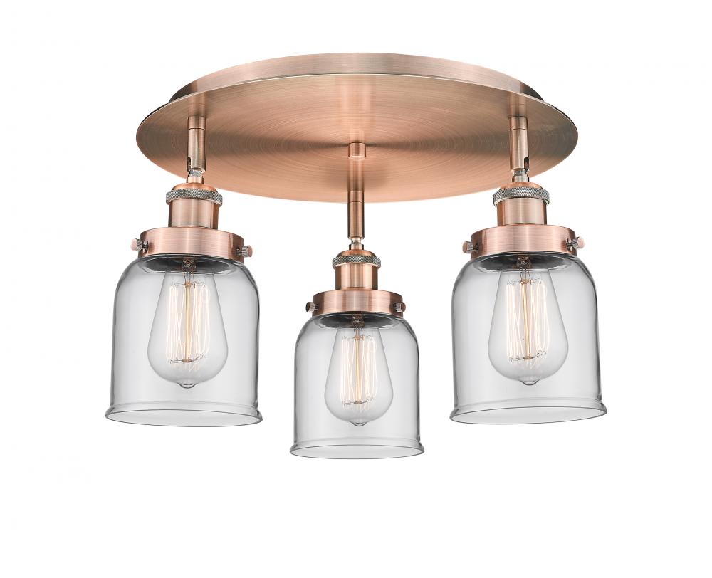 Edison - 3 Light - 17 inch - Antique Copper - Semi-Flush Mount