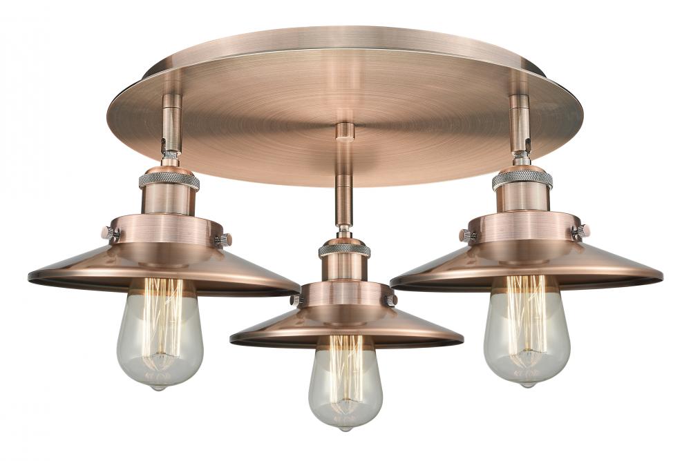 Edison - 3 Light - 20 inch - Antique Copper - Semi-Flush Mount