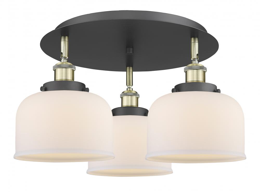 Cone - 3 Light - 20 inch - Black Antique Brass - Semi-Flush Mount