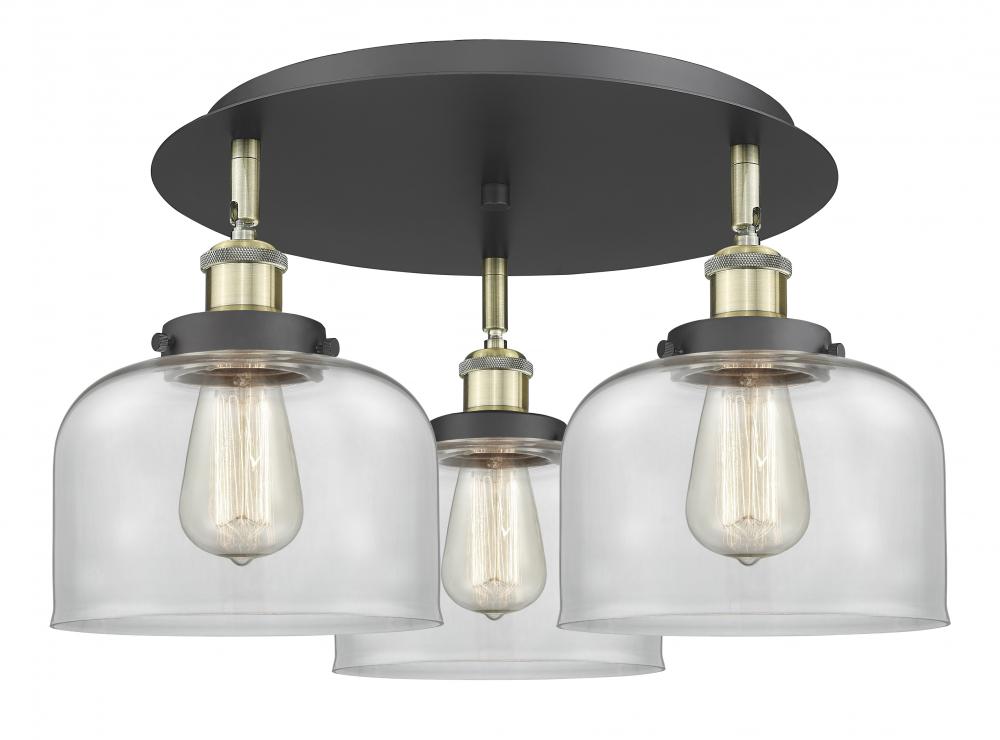 Cone - 3 Light - 20 inch - Black Antique Brass - Semi-Flush Mount