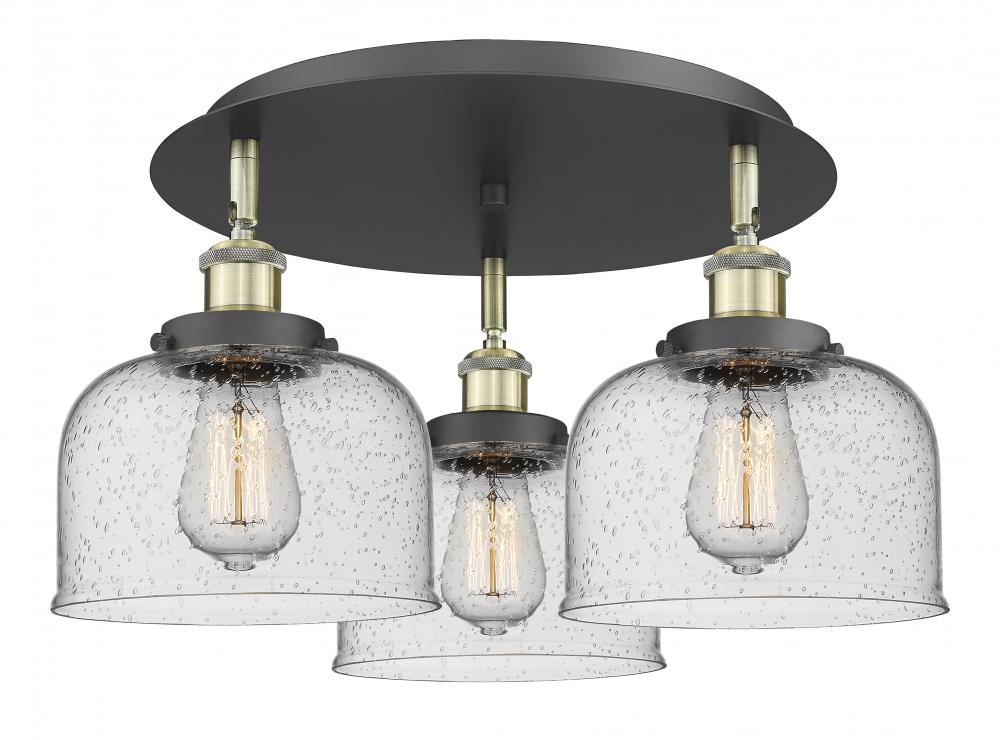 Cone - 3 Light - 20 inch - Black Antique Brass - Semi-Flush Mount