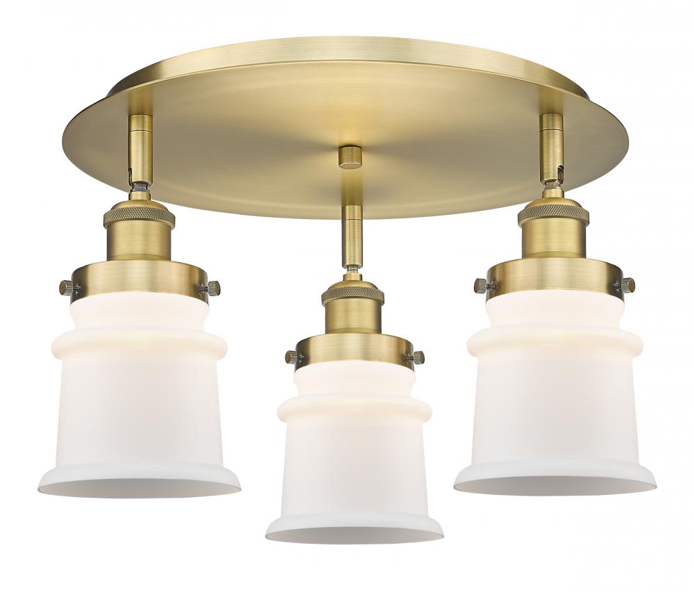 Canton - 3 Light - 17 inch - Brushed Brass - Semi-Flush Mount