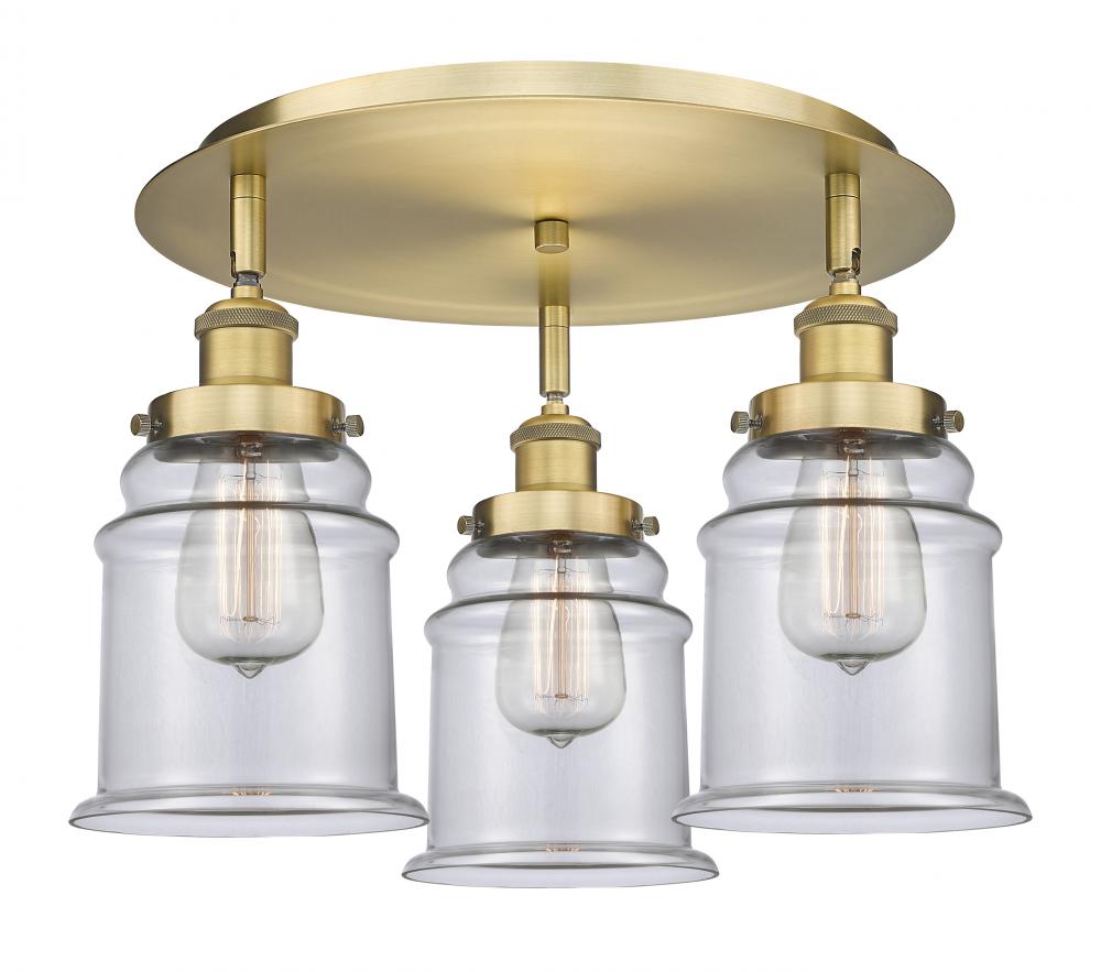 Canton - 3 Light - 18 inch - Brushed Brass - Semi-Flush Mount