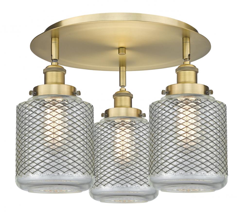 Edison - 3 Light - 18 inch - Brushed Brass - Semi-Flush Mount