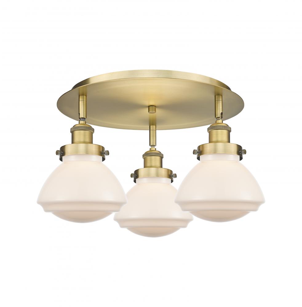 Olean - 3 Light - 19 inch - Brushed Brass - Semi-Flush Mount