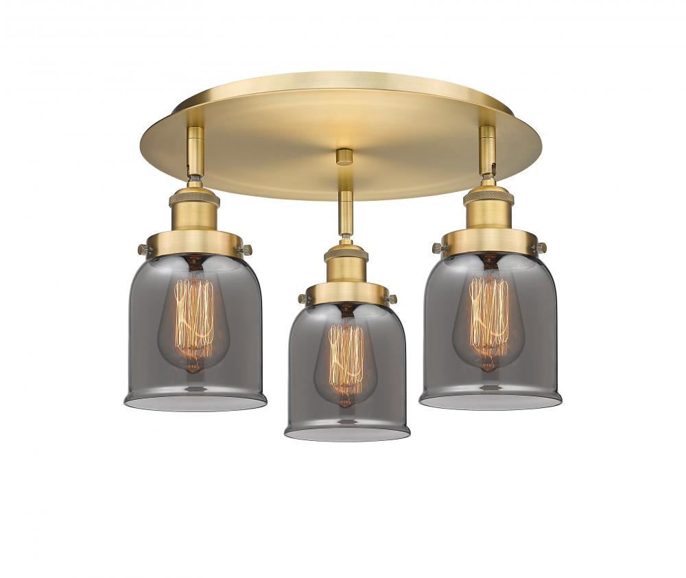 Cone - 3 Light - 17 inch - Brushed Brass - Semi-Flush Mount