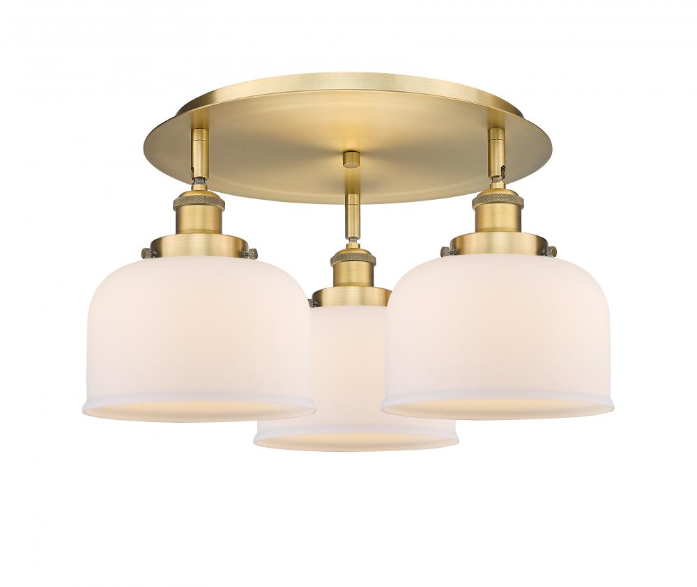Cone - 3 Light - 20 inch - Brushed Brass - Semi-Flush Mount