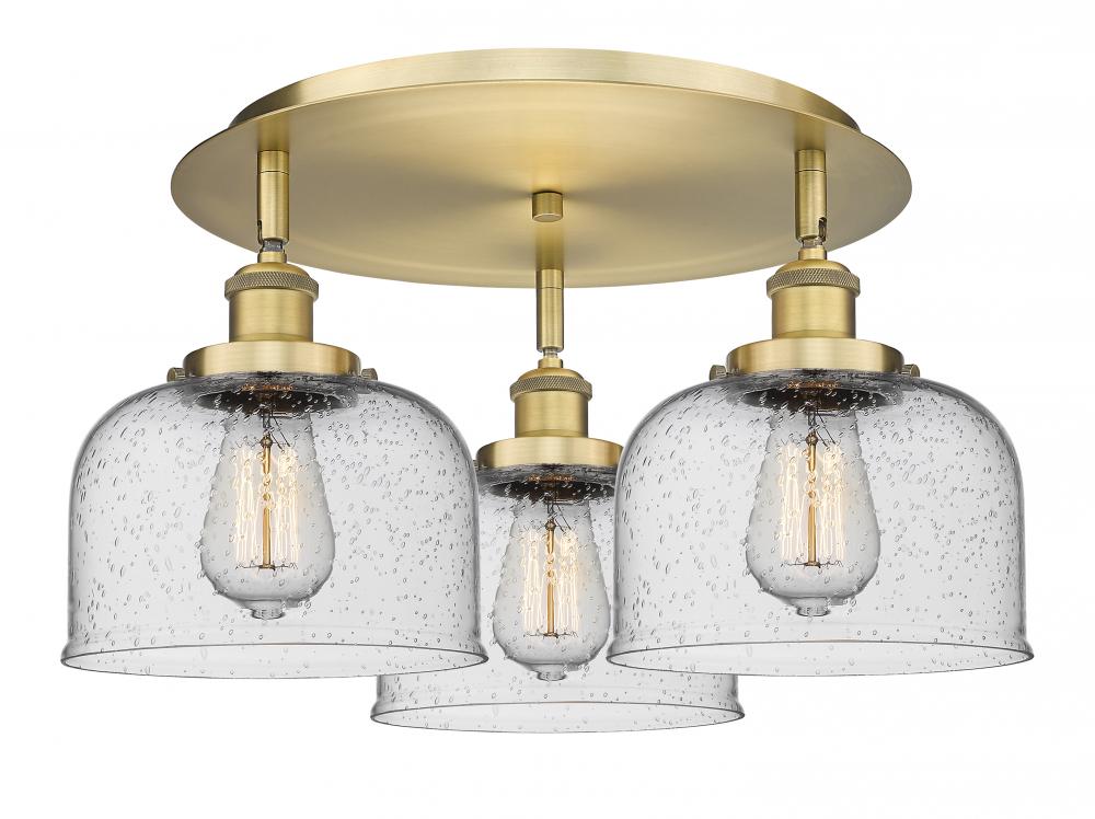 Cone - 3 Light - 20 inch - Brushed Brass - Semi-Flush Mount