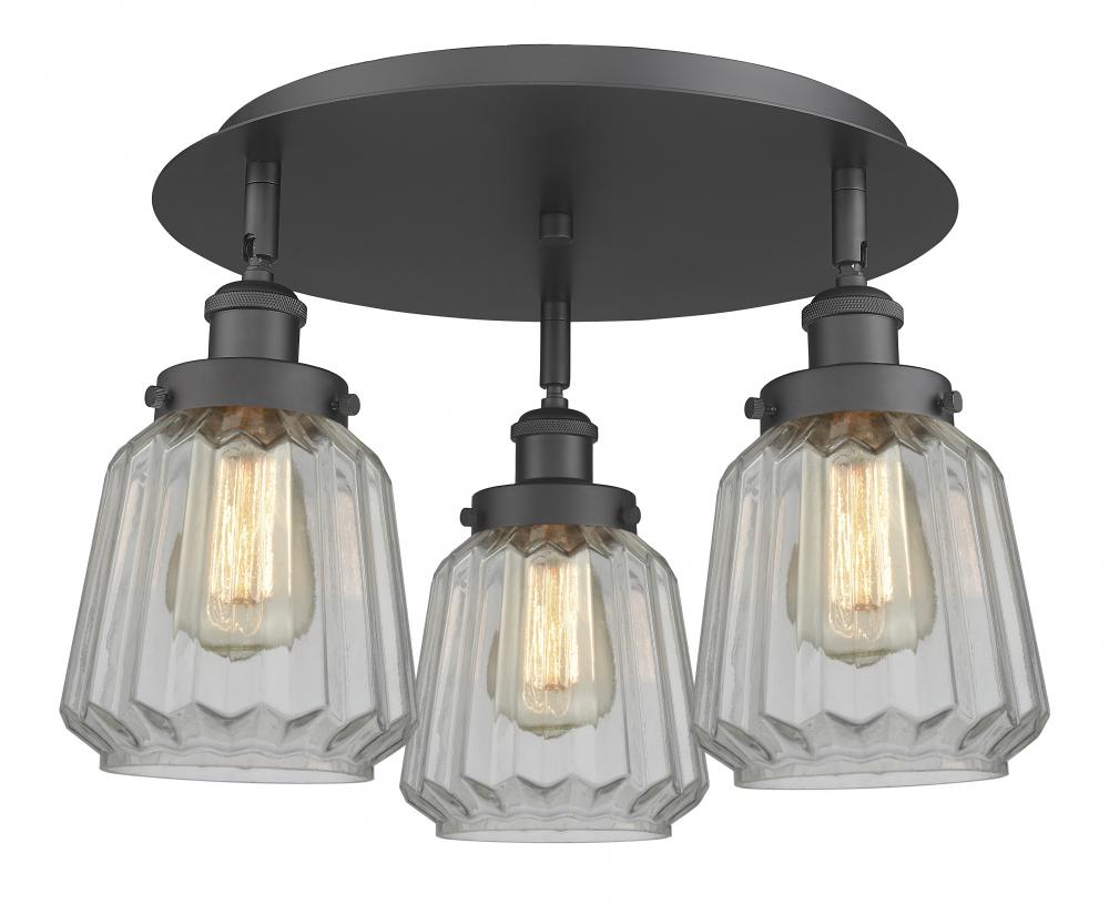 Chatham - 3 Light - 19 inch - Matte Black - Semi-Flush Mount