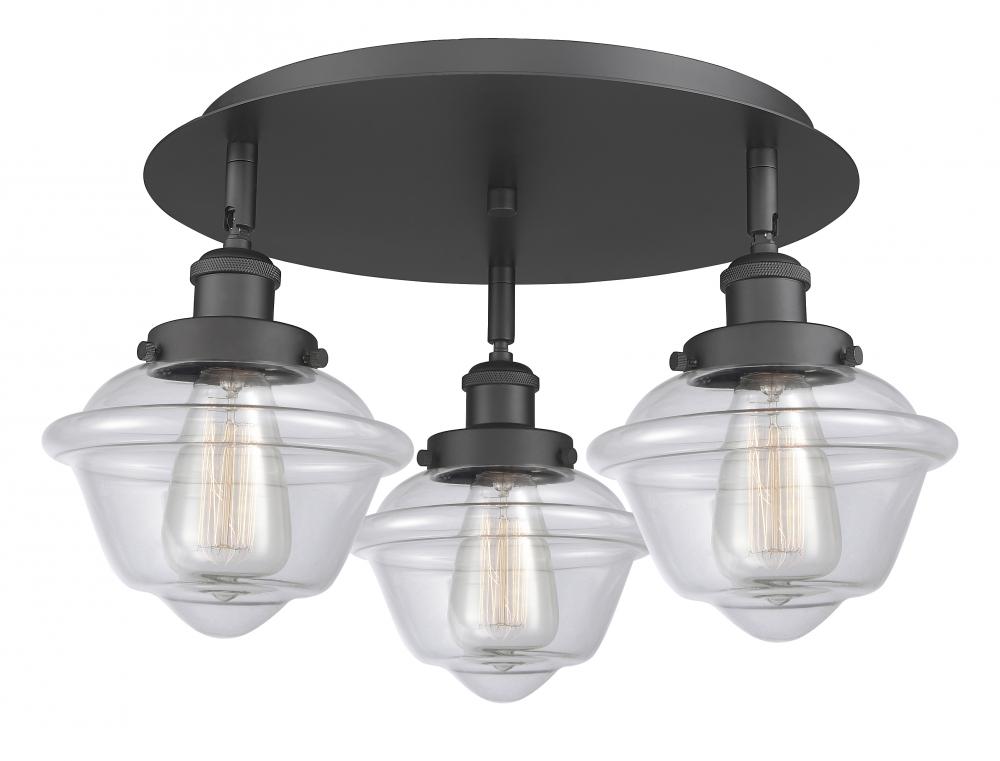 Oxford - 3 Light - 19 inch - Matte Black - Semi-Flush Mount
