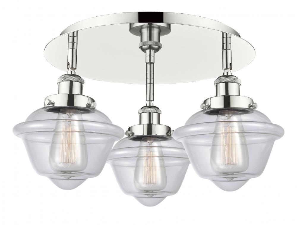 Oxford - 3 Light - 19 inch - Polished Nickel - Semi-Flush Mount