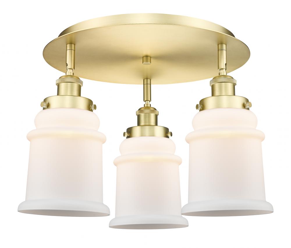 Canton - 3 Light - 18 inch - Satin Gold - Semi-Flush Mount