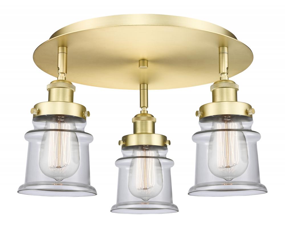Canton - 3 Light - 17 inch - Satin Gold - Semi-Flush Mount