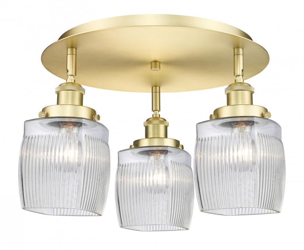 Colton - 3 Light - 17 inch - Satin Gold - Semi-Flush Mount