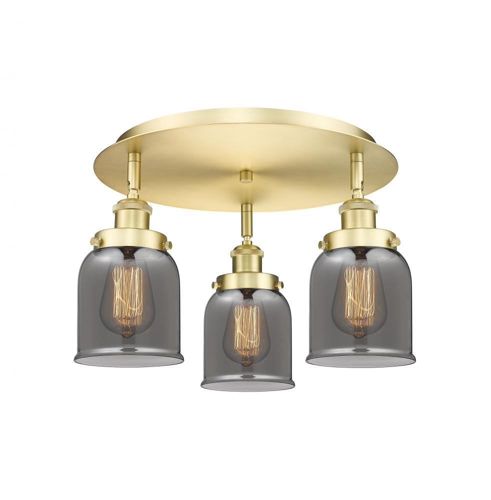 Cone - 3 Light - 17 inch - Satin Gold - Semi-Flush Mount