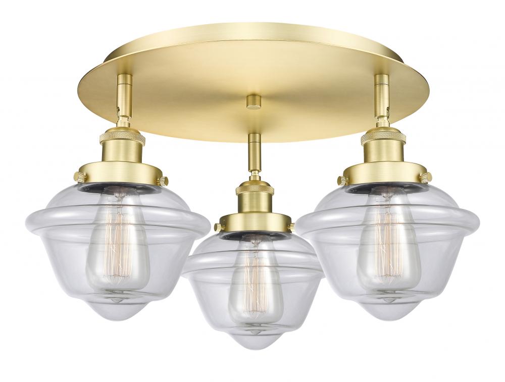 Oxford - 3 Light - 19 inch - Satin Gold - Semi-Flush Mount