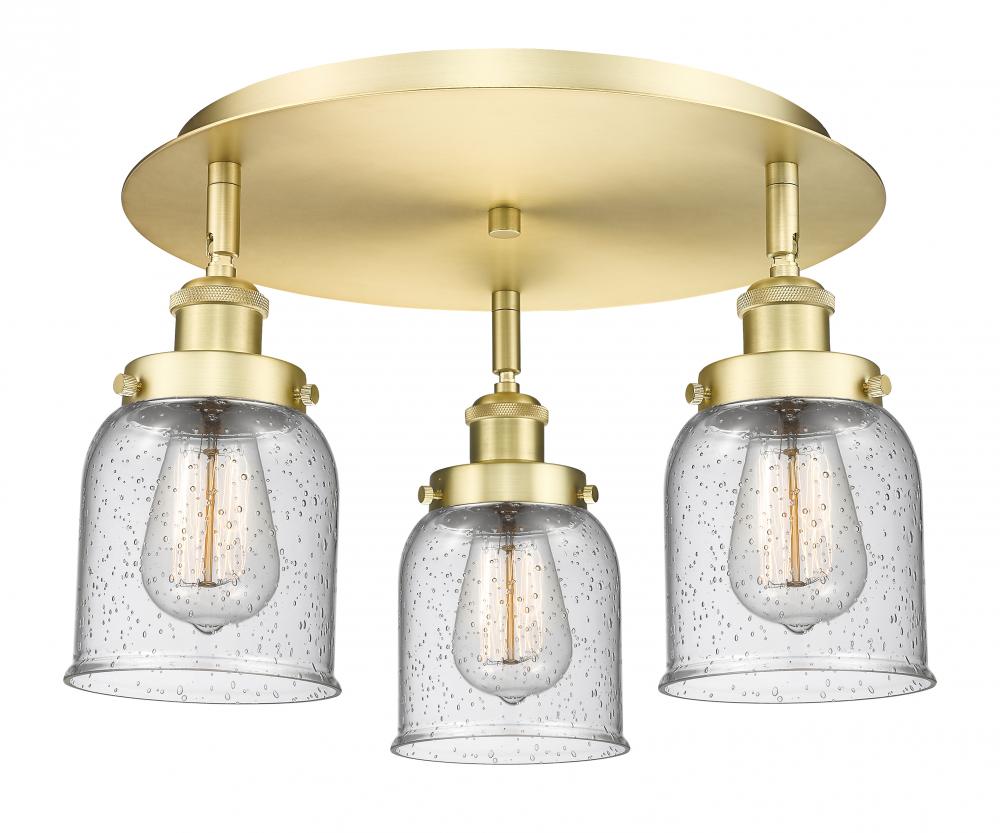 Cone - 3 Light - 17 inch - Satin Gold - Semi-Flush Mount