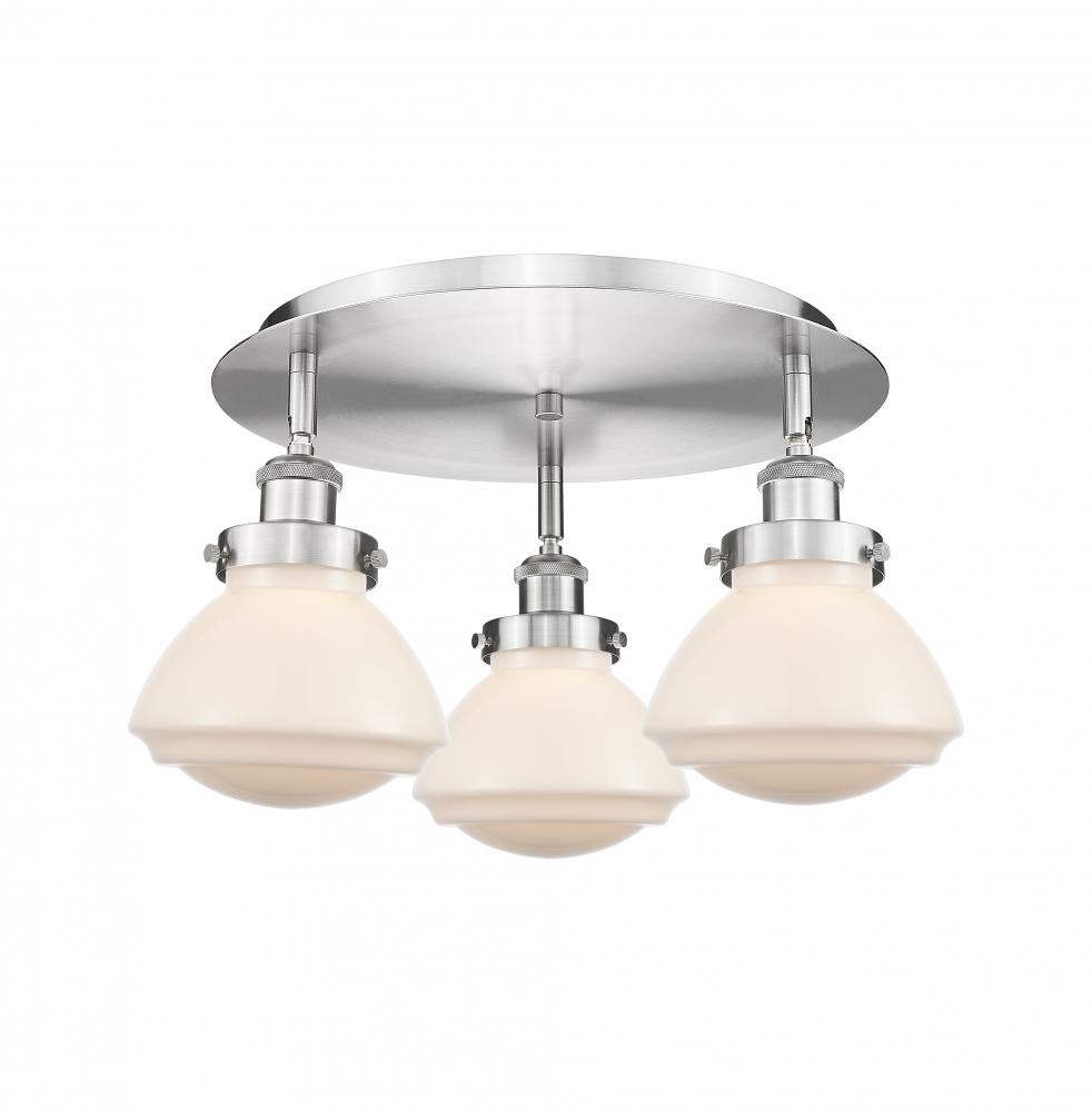 Olean - 3 Light - 19 inch - Satin Nickel - Semi-Flush Mount