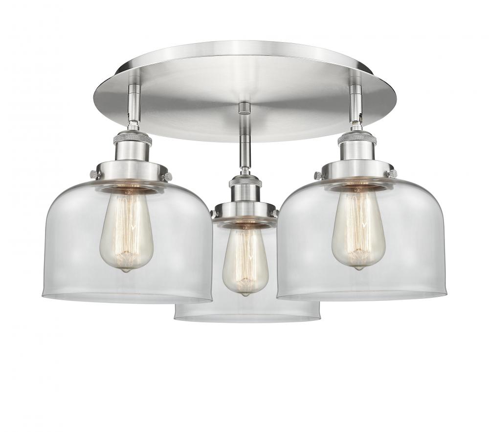 Cone - 3 Light - 20 inch - Satin Nickel - Semi-Flush Mount
