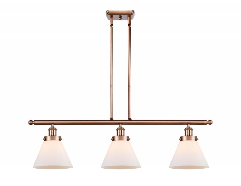 Cone - 3 Light - 36 inch - Antique Copper - Stem Hung - Island Light