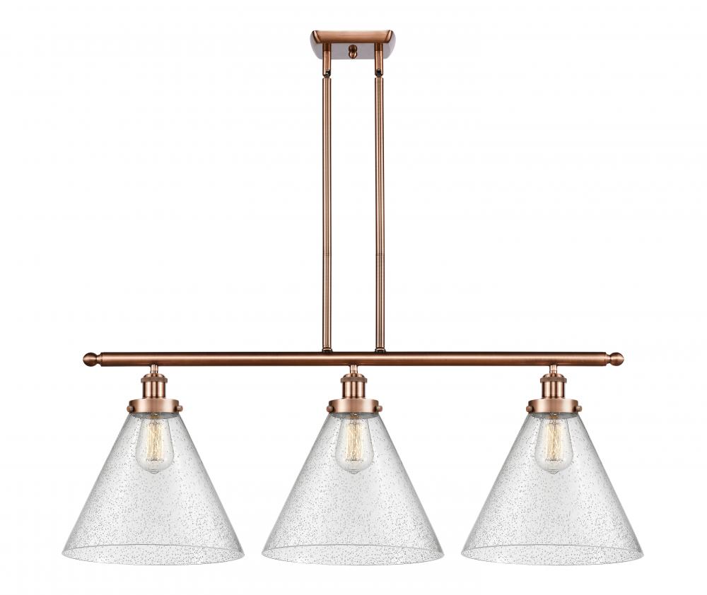 Cone - 3 Light - 36 inch - Antique Copper - Stem Hung - Island Light