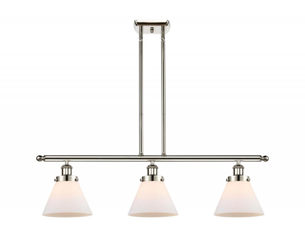Cone - 3 Light - 36 inch - Polished Nickel - Stem Hung - Island Light