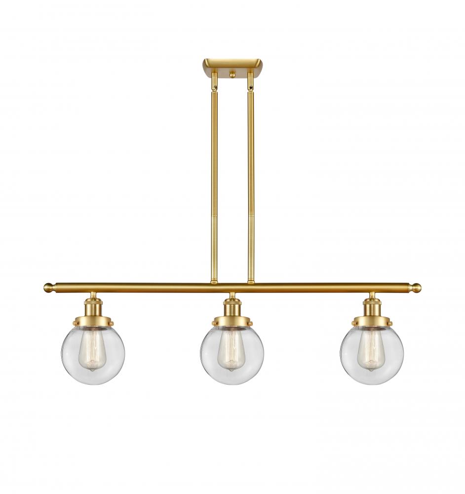 Beacon - 3 Light - 36 inch - Satin Gold - Stem Hung - Island Light