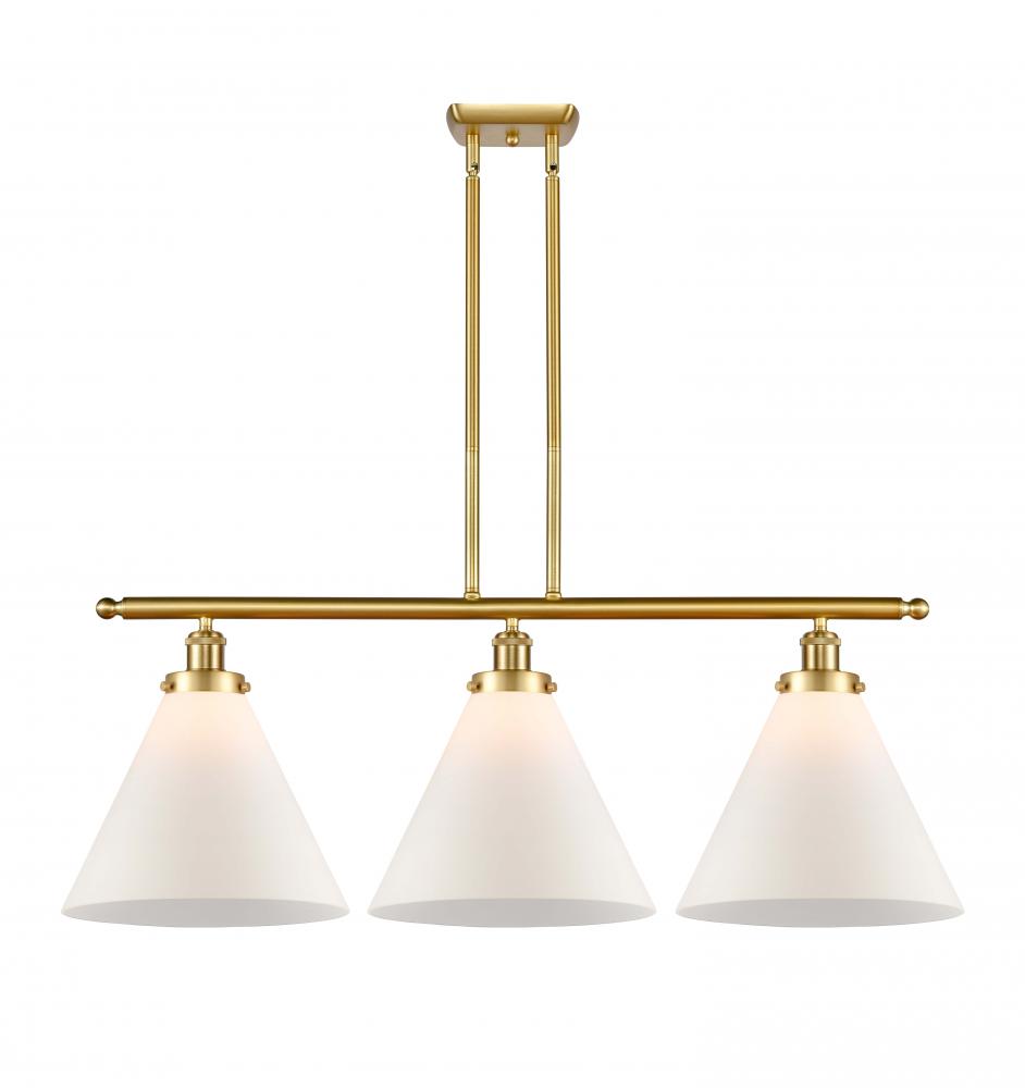 Cone - 3 Light - 36 inch - Satin Gold - Stem Hung - Island Light