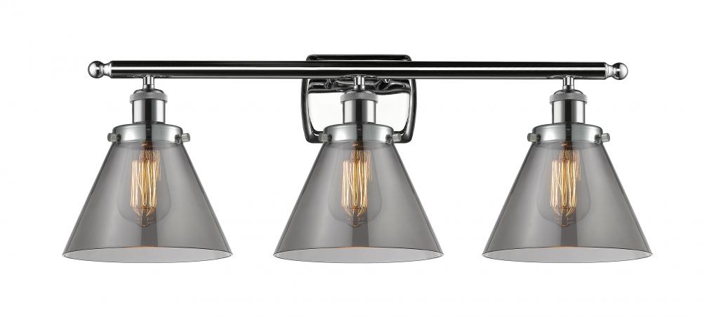 Cone - 3 Light - 28 inch - Polished Chrome - Bath Vanity Light