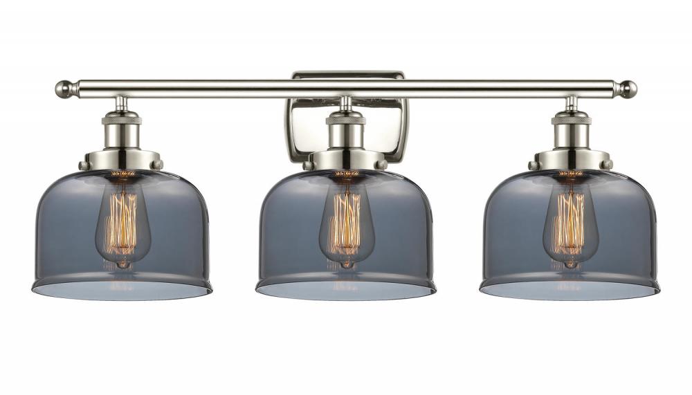 Bell - 3 Light - 28 inch - Polished Nickel - Bath Vanity Light
