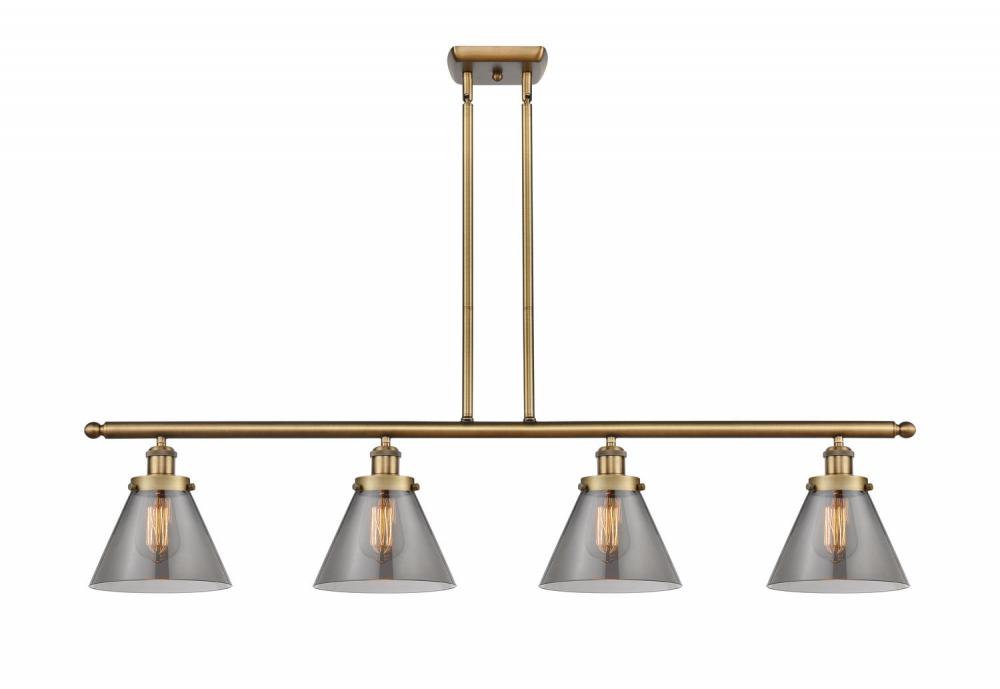 Cone - 4 Light - 48 inch - Brushed Brass - Stem Hung - Island Light