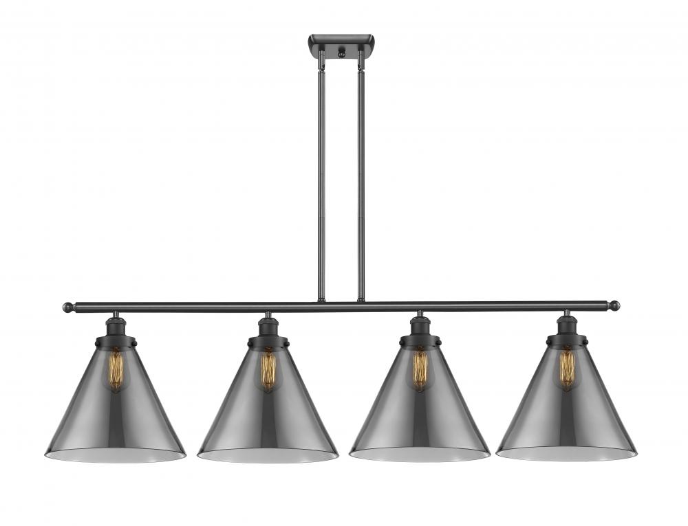 Cone - 4 Light - 48 inch - Matte Black - Stem Hung - Island Light