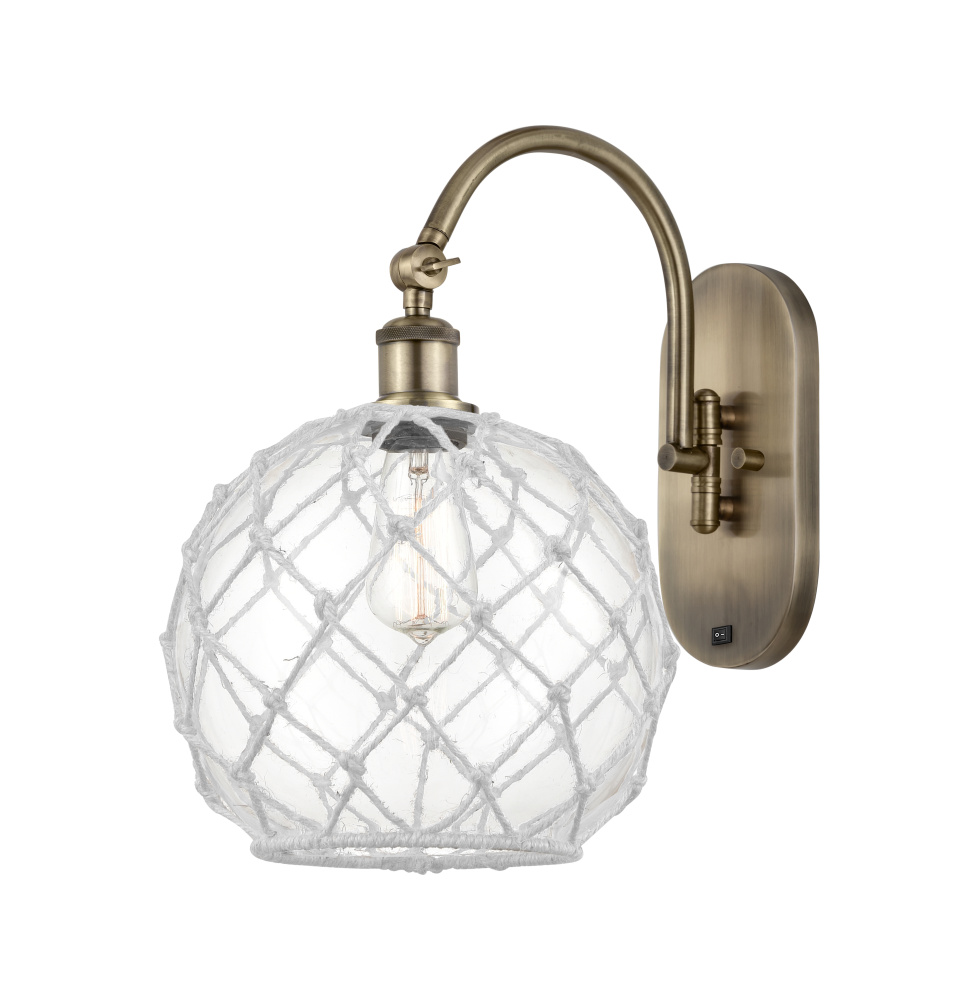 Farmhouse Rope - 1 Light - 10 inch - Antique Brass - Adjustable - Sconce